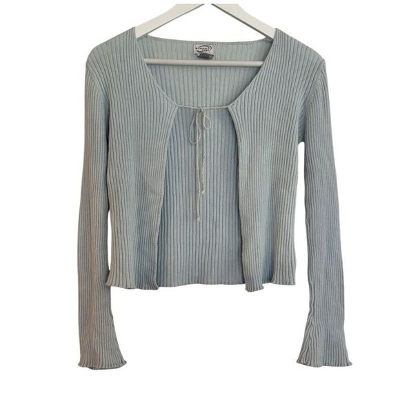 Weather Vane Y2K vintage mint ribbed tie cardigan sweater small - Picture 1 of 7